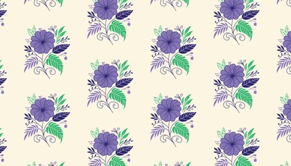 seamless floral pattern with doodle style leaves and floral curves for table textile designs


