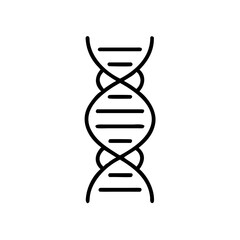 DNA double helix icon in minimalist black line art style  