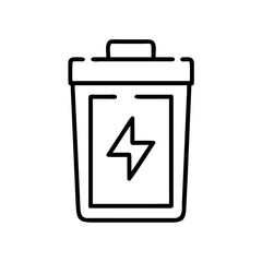 Battery icon with lightning symbol in minimalist outline design  