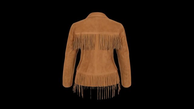 female fringe jacket template with front and back view in transparent background