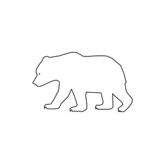 A clean, minimalist line drawing of a bear walking.