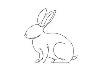  Continuous one line art vector illustration of a rabbit