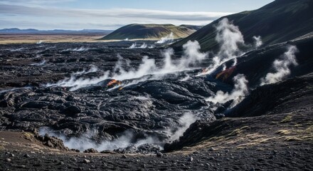 Steaming Volcanic Landscape: Iceland's Raw Beauty