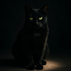 Obraz premium Midnight Majesty: Black Cat in Spotlight