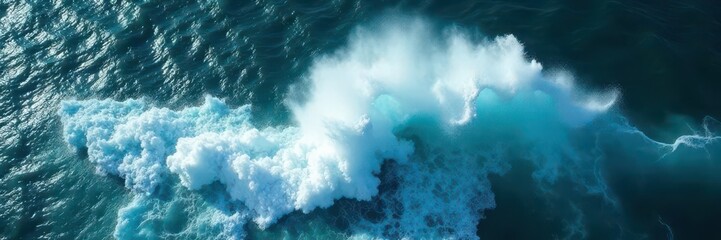 Aerial view of powerful water discharge into ocean , aerial photography, wave