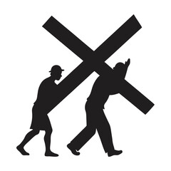 men carry the cross drawing vector art