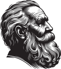 Obraz premium Engraved Portrait of an Elderly Man with a Magnificent Beard
