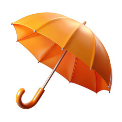 3d orange umbrella isolated on transparent background