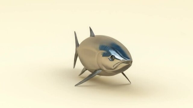 Metallic fish staring forward