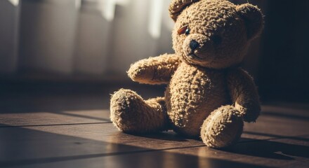 Worn Teddy Bear in Sunlight, Sentimental Childhood Memory