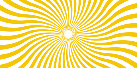 Retro pixelated backdrop for Anime or manga. Yellow color and white color Sunburst for the background. Spiral starburst and striped pattern abstract geometric retro sunrays line wavy texture.