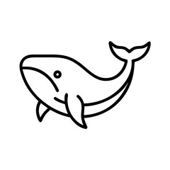 Fototapeta premium Line art illustration of a whale swimming in the ocean 