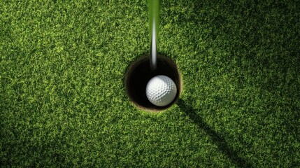 The golf ball poised on the edge of a beautifully manicured hole.