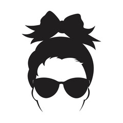 messy bun step mom life print a column vector art