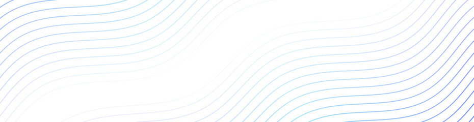 Abstract background with lines and waves. Web banner size. Element for design isolated on white. Vector background for brochure, flyer, poster. Blue and white gradient