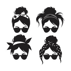 messy bun step mom life print a column vector art