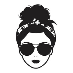 messy bun step mom life print a column vector art