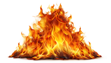 realistic fire flame isolated on white backgroundpng,ai generated.