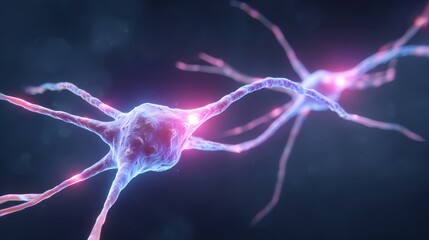 Neurons connected by synapses, depicted in a vibrant and colorful digital style, showcasing the complexity of the nervous system.