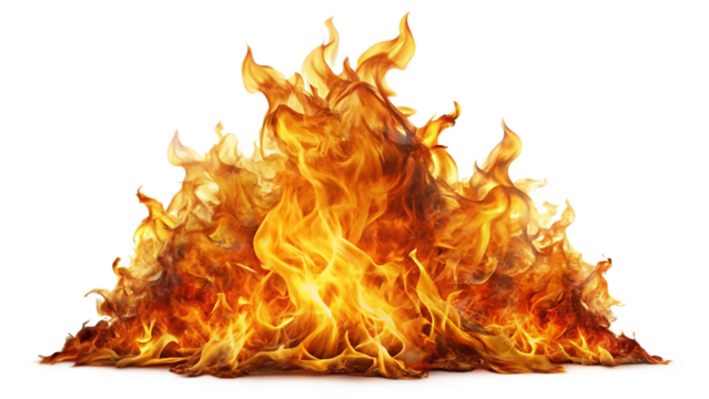 realistic fire flame isolated on white backgroundpng,ai generated.