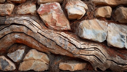 background texture trunk bark of date palm with remnants of old branches light coarse natural rock stone background mining cliff rough front surface big limestone stack backdrop