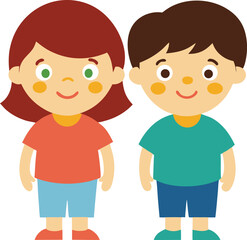 Friendship and Togetherness: An illustration of two young children, a boy and a girl, smiling with playful expressions, showcasing the bond of friendship and the joy of togetherness.