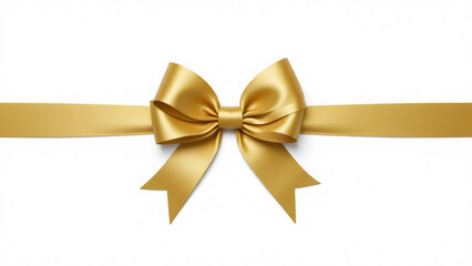 Fototapeta premium Festive Gold Ribbon Bow Isolated on White Background for Holiday Gifts and Celebrations