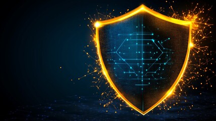 Illuminated shield symbolizing advanced cybersecurity technology