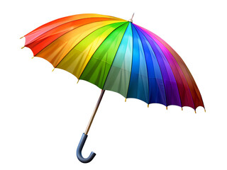 Rainbow Umbrella on Transparent Background, 3d Clipart With Isolated Background