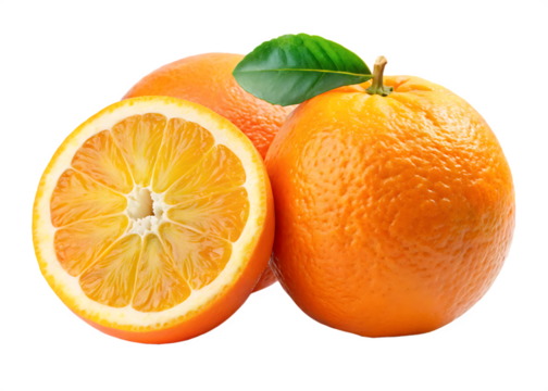 orange and slice isolated on white backgroundpng,ai generated.