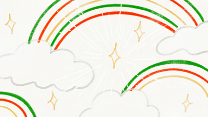 Festive Rainbow Arches with Sparkling Stars and Clouds Illustration for Joyful and Colorful Backgrounds