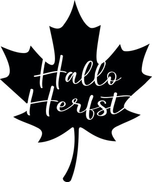 "Hallo Herfst" quote in Dutch, translated Hello Autumn. Autumn vector lettering.