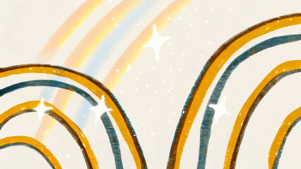Whimsical Rainbow Arches with Sparkling Stars on a Creamy Background for Children's Illustration