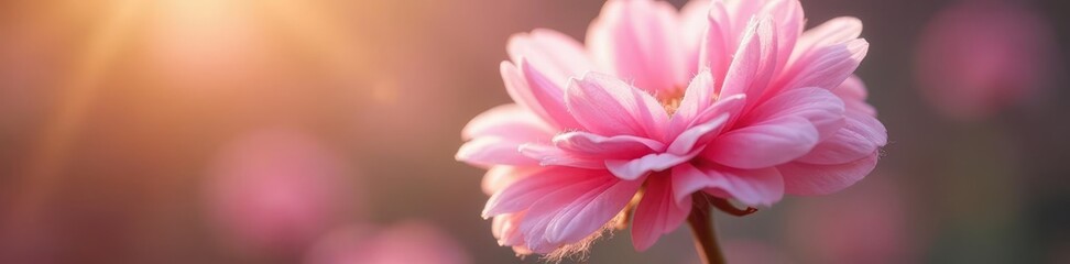 Fototapeta premium Slowly melting pink cotton candy flower, soft feathery texture in sunlight , texture, morning