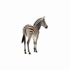 Fototapeta premium Zebra's Striking Stripes: A singular zebra, showcased in a detailed and striking depiction, highlights the distinctive stripes and natural beauty of this iconic African mammal. 