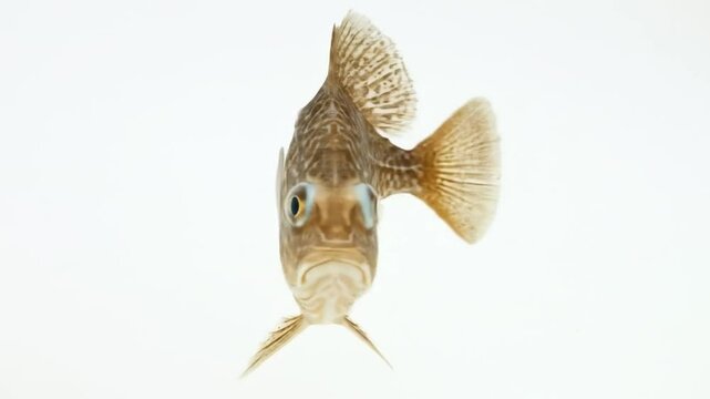 Solemn crappie floats in bright space
