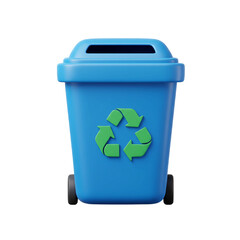 recycle bin with recycle sign isolated on white background