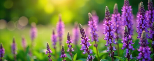Full Blooming Purple Flowers Against