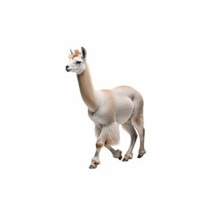 Obraz premium Alpaca in motion: Captivating image of an alpaca gracefully navigating a field, with detailed rendering in a simple shot of its majestic form, embodying serenity and gentleness.