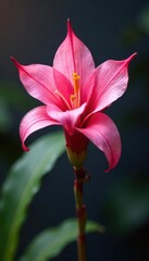 Fototapeta premium Silky petals of Tillandsia stricta, pink hue, air-dried, epiphyte, bloom, pink flower