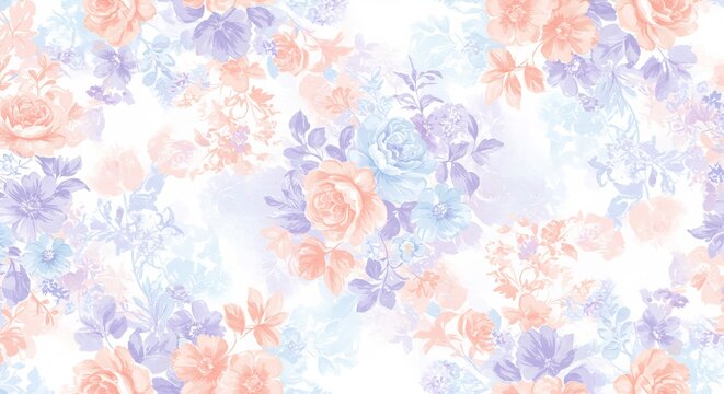 Roses pastel aquarelle fond clair motif floral d�licat. AI Generated