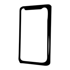 Stylized, Minimalist Black and White Smartphone Illustration with Rounded Edges