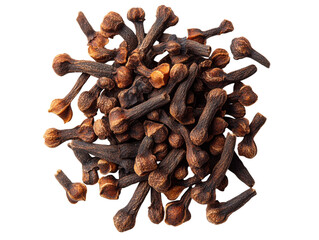Obraz premium A pile of black and brown spices with a white background
