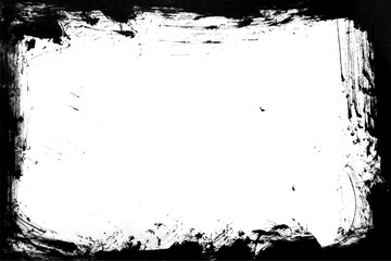 Grunge border texture background. Grunge style frames are black on a white background.