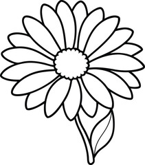 Daisy Outlined: A captivating outlined daisy, with intricately drawn petals and a detailed center, exuding simplicity and elegance, perfect for coloring or design projects.