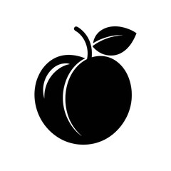 black silhouette Simple Plum the  logo  white background.