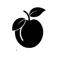 black silhouette Simple Plum the  logo  white background.