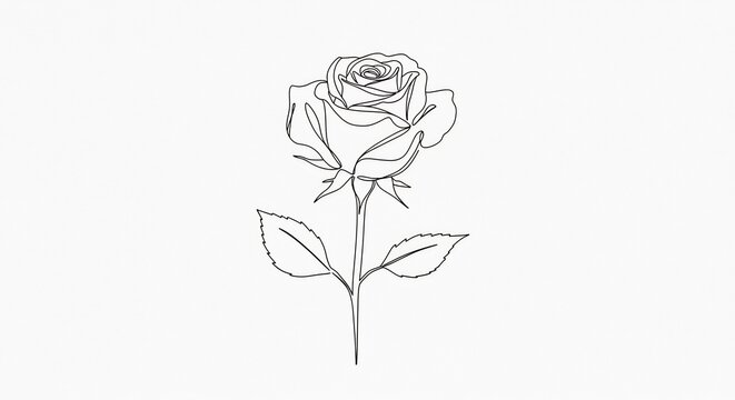 Elegante Rosenzeichnung Linienkunst sanft gezeichnet minimalistisch. AI Generated