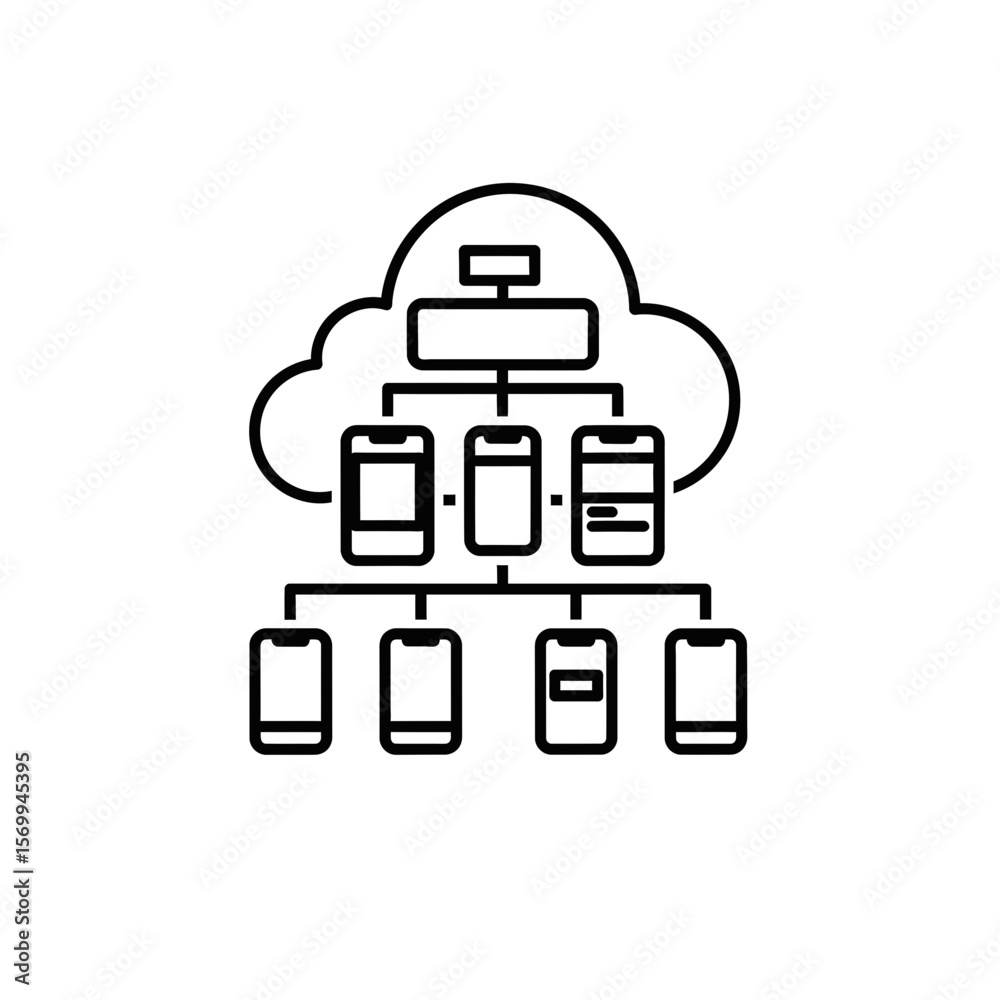 Fototapete Mobile App Design Flowchart in Minimalist Style  