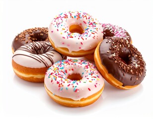 donuts, high definition image, white isolated background